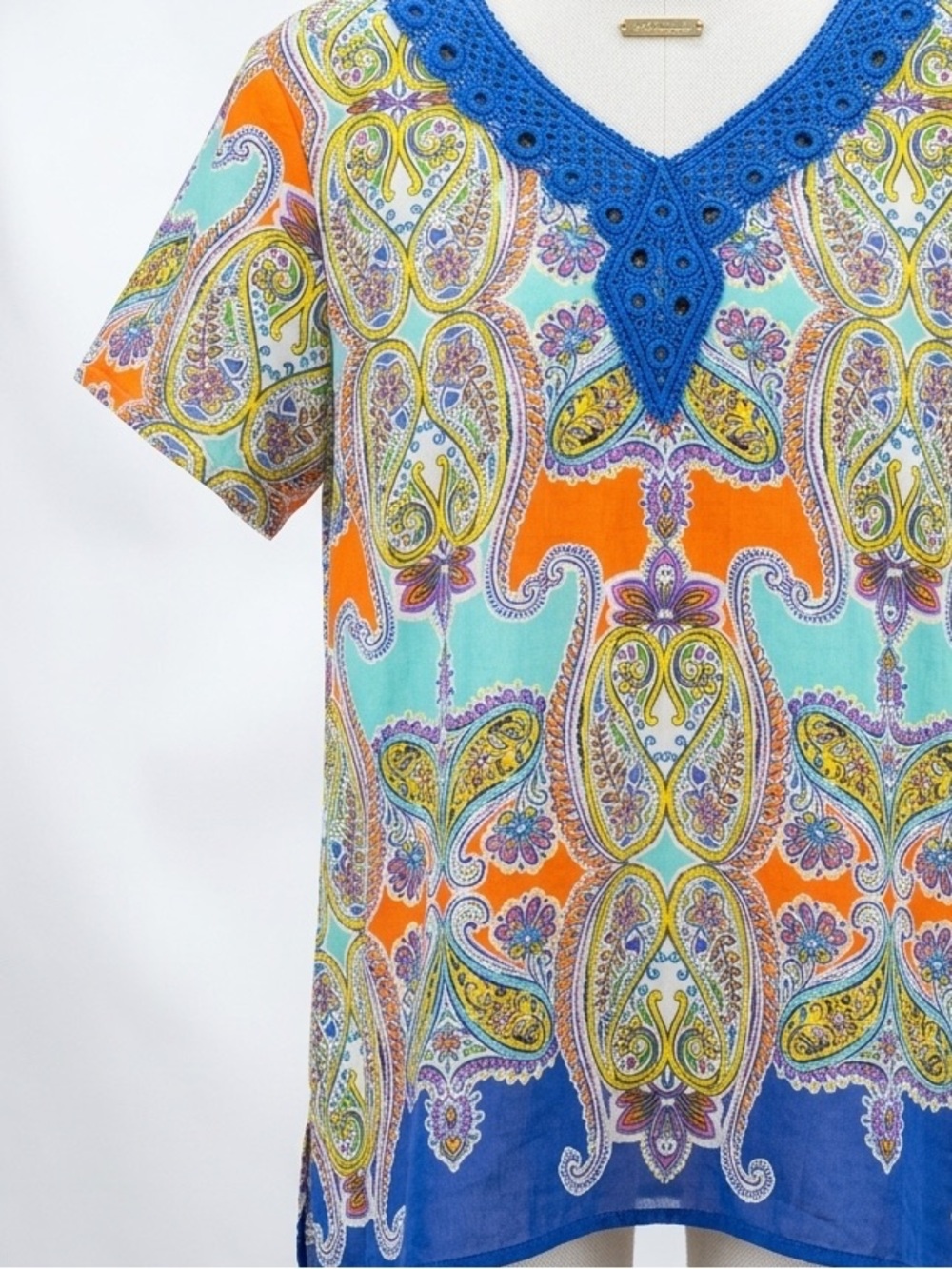LIZ & ME Platinum Collection Paisley Boho Crochet Top 1X 18/20W